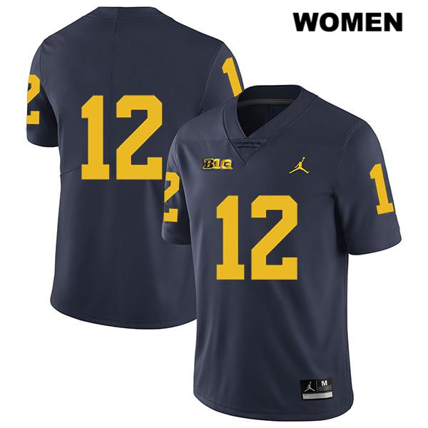 Women's NCAA Michigan Wolverines Josh Ross #12 No Name Navy Jordan Brand Authentic Stitched Legend Football College Jersey EX25Z30WO